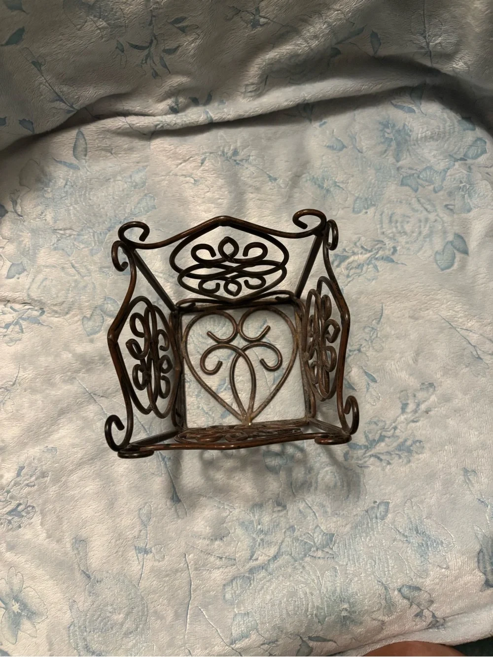 Decorative Scrollwork Metal Candle/ Plant Holder - Bronze Finish